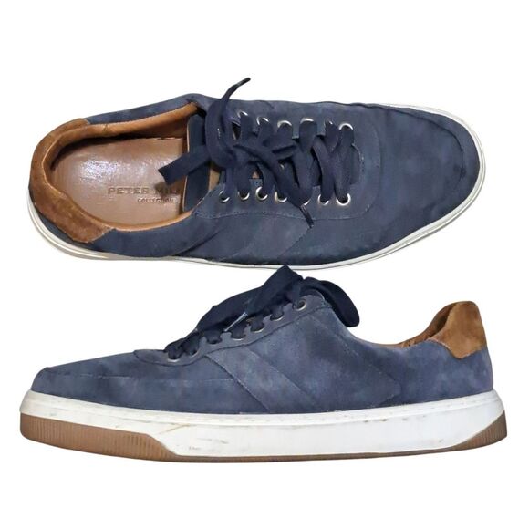 Peter Millar Vantage Men's Navy Suede Sneakers Lace Up Retro Size 10 - Picture 1 of 16